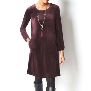 J. Jill Maroon Sheath Long Sleeve Dress